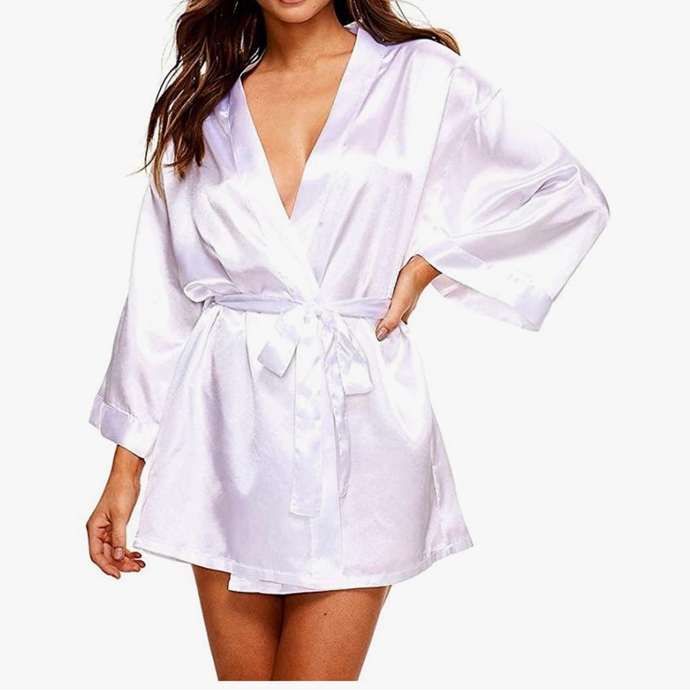 white satin robe